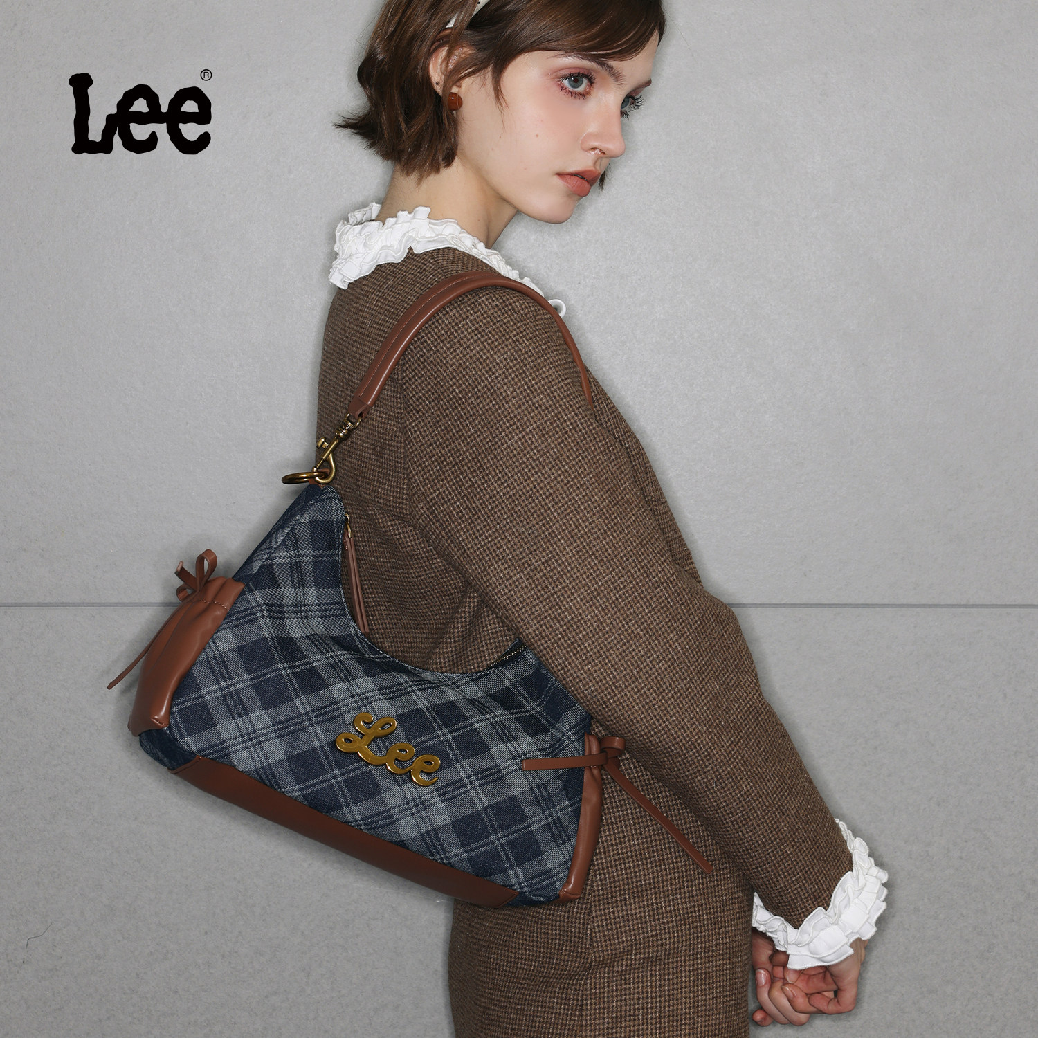 Lee官方正品英伦复古通勤托特包图片