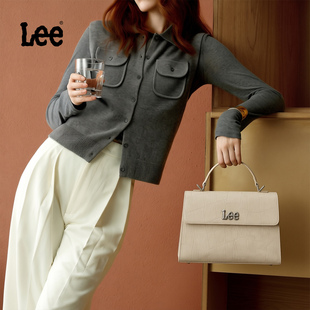 Lee官方新款 鳄鱼压纹斜挎包女生礼物高级皮质单肩包通勤手提包