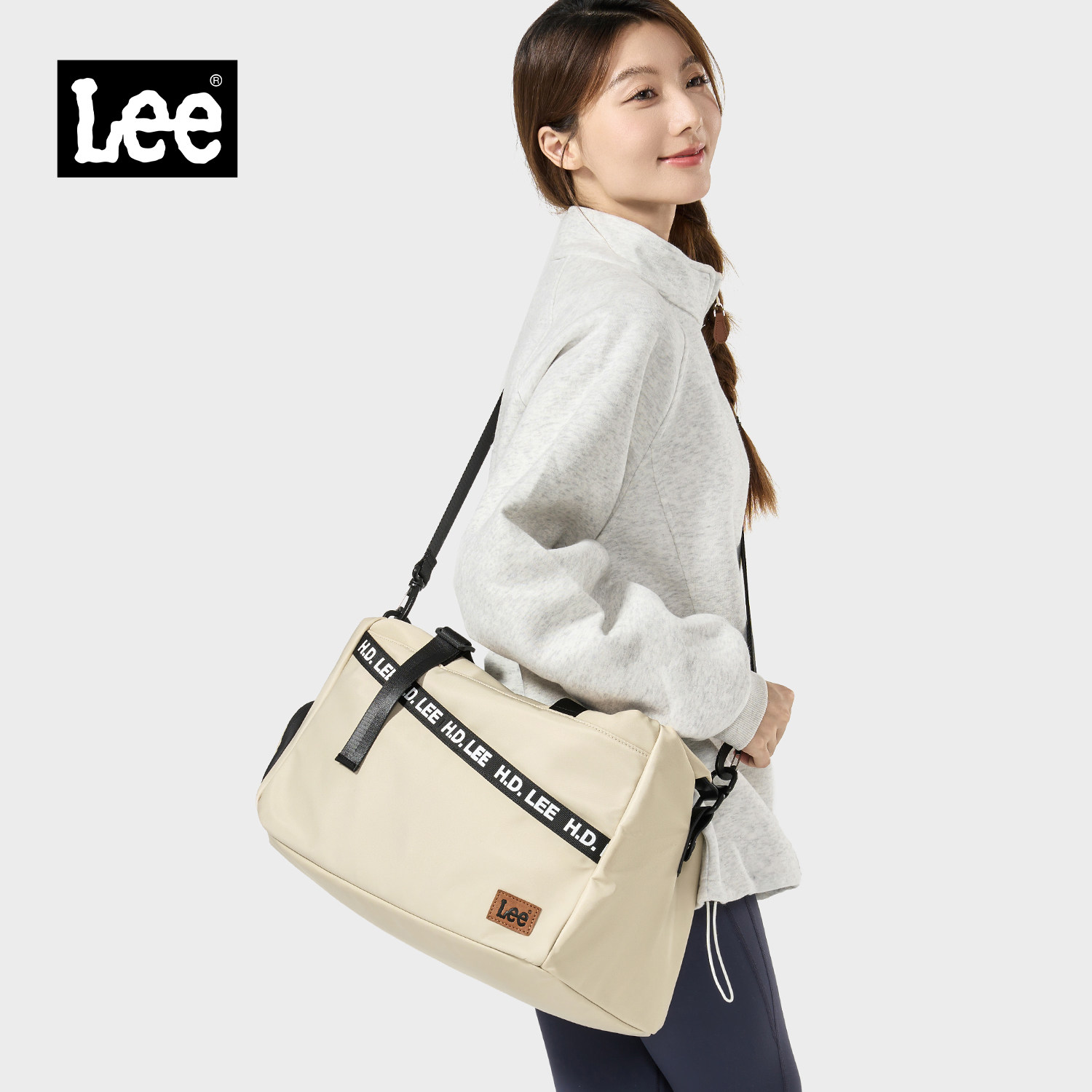 Lee新款大容量旅行包女斜挎健身包干湿分离运动训练包手提行李包
