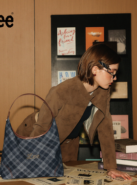 Lee新款英伦风格纹单肩包女秋冬简约腋下包通勤百搭托特包月牙包