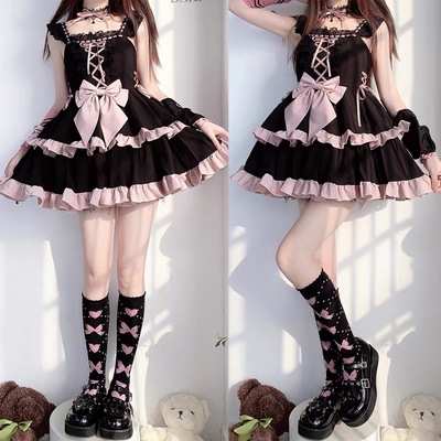Lolita裙jsk连衣裙黑粉打歌服两段式洛丽裙子秋季日常辣妹御姐风