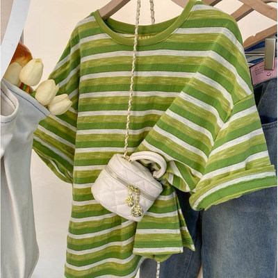 胖MM大码240斤条纹韩系穿