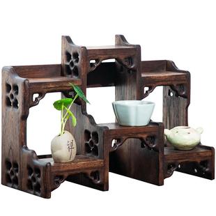 中式 桌面小型博古架实木茶杯茶壶展示架紫砂壶摆放架子茶具置物架