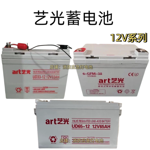 艺光蓄电池12V65AH38AH33AH24AH100AH消防照明EPS应急备用电源UPS