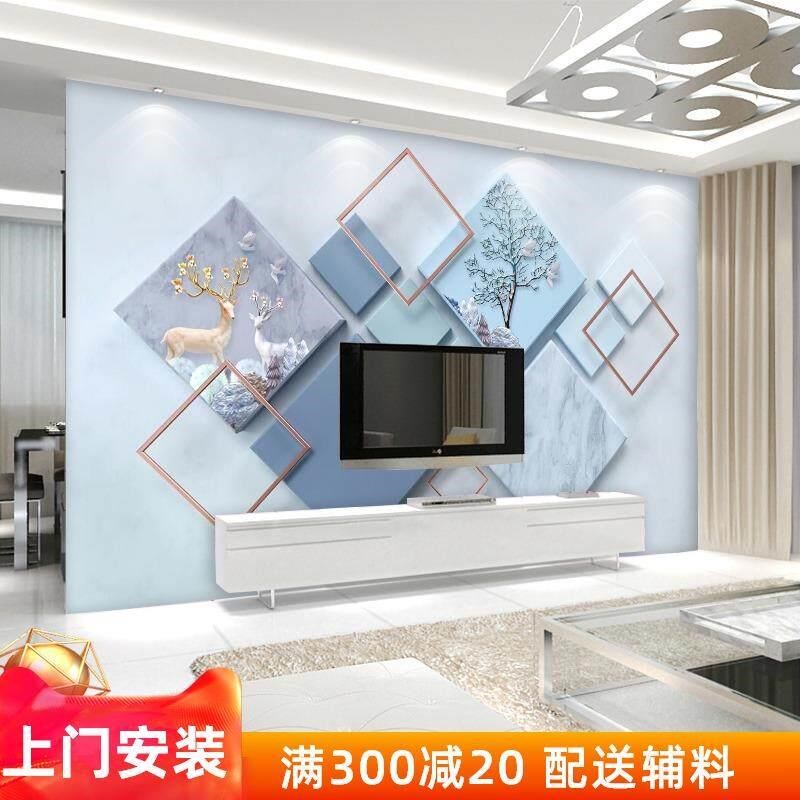 北欧8d立体电视背景墙壁纸大气简约现代几何装饰壁画Y客厅影视墙图片