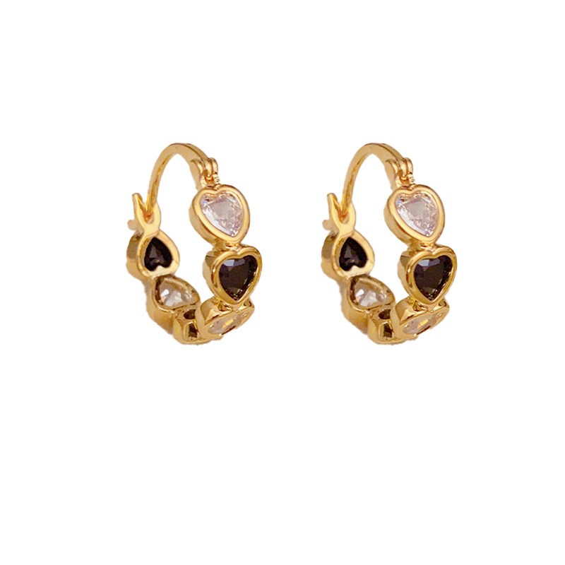 韩式简约轻奢甜美几何锆石爱心耳扣气质小众高级感时尚网红款耳环