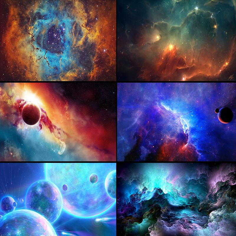 来图定制儿童房卧室超大PVC防水防潮自粘壁画宇宙太空星云墙贴纸