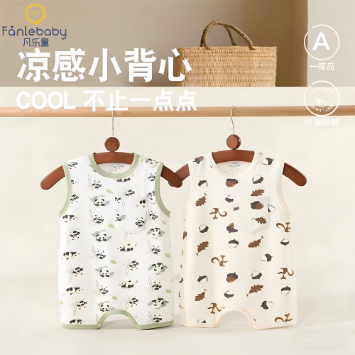 婴儿A类纯棉背心哈衣夏季透气
