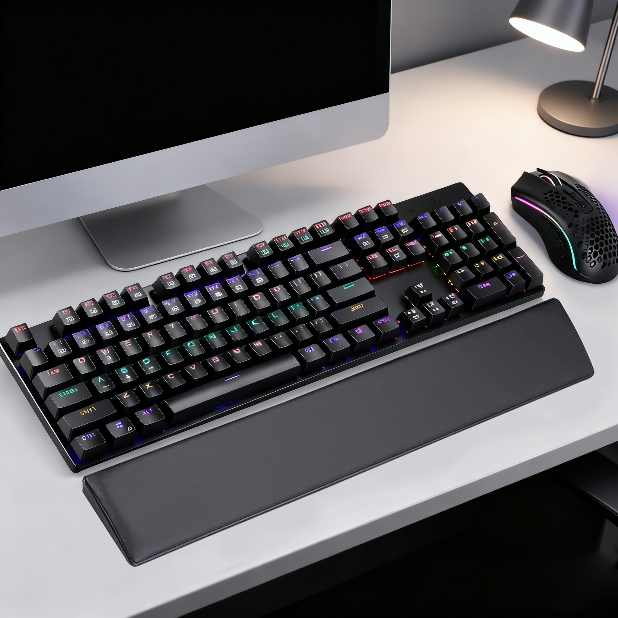 CybJoy键盘手托标准键盘适配75-104键护手腕皮革防水上班电脑办公