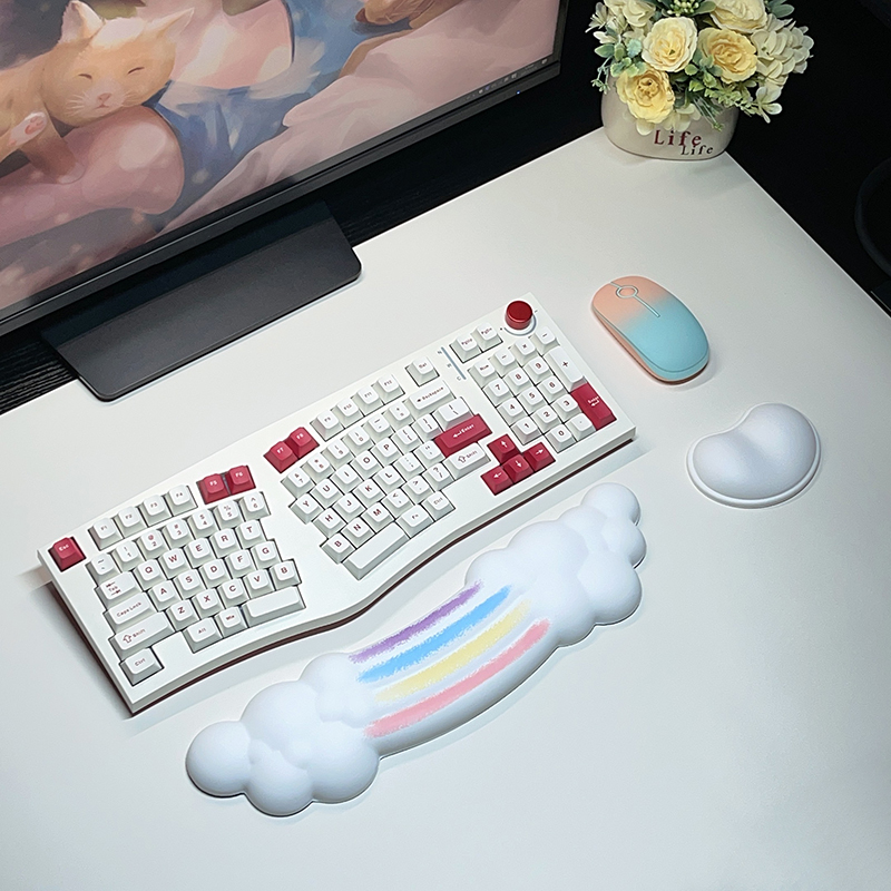 CybJoy彩虹云朵键盘手托皮革护腕垫手腕托护手腕垫Alice键盘手托