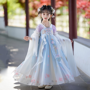 女童汉服夏季 生日古筝演出服 连衣裙儿童高端唐装 小女孩超仙新中式
