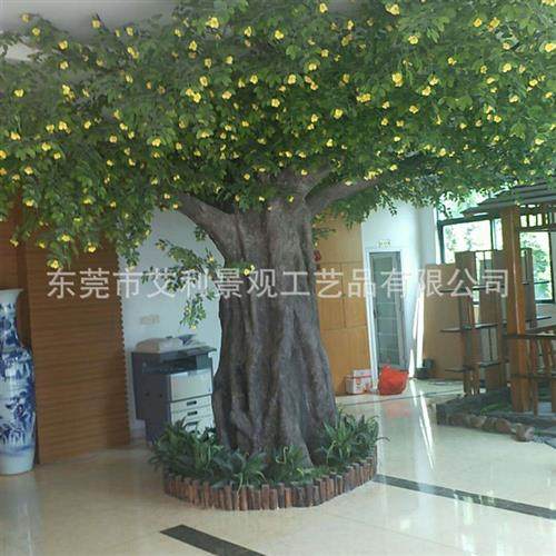 黄槐树大型人造绿植装饰金蝶状花叶色泽艳丽多规格供应高仿真