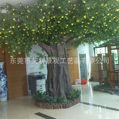 黄槐树大型人造绿植装饰金蝶状花叶色泽艳丽多规格供应高仿真
