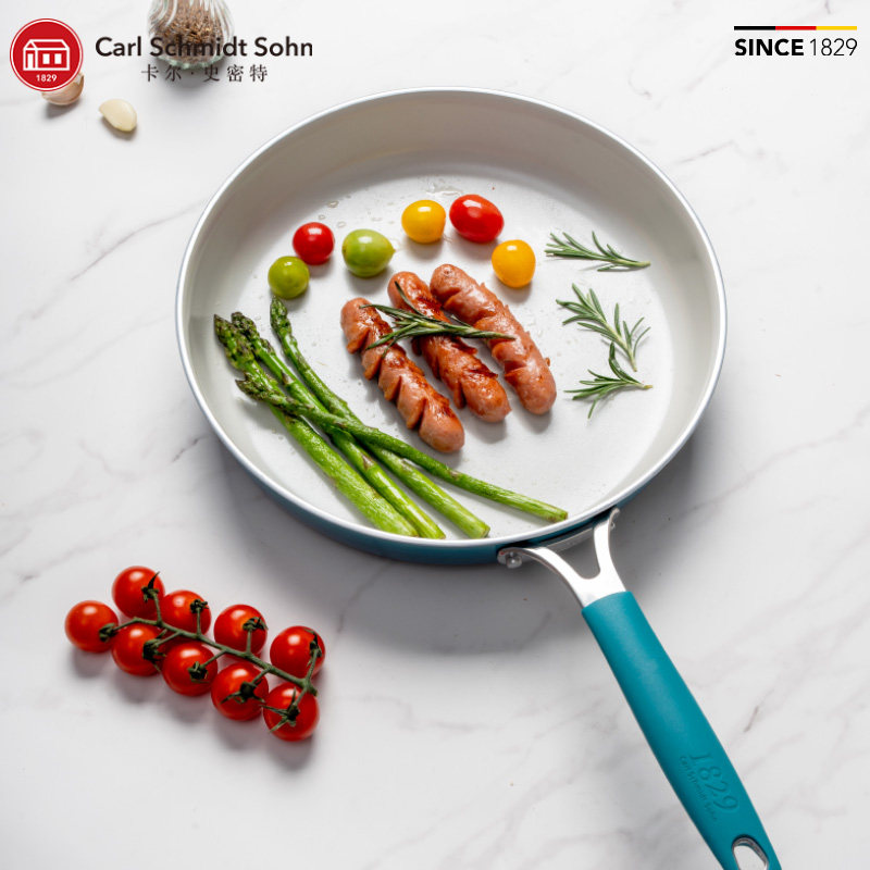 德国CS卡尔不粘煎锅内外一体珐琅陶瓷釉平底锅不沾锅西餐牛排锅