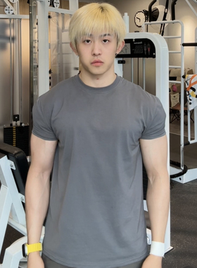 Knightkkboy夏季舒适男款生穿肩宽收袖口黑色痞帅美式ANAN运动T恤