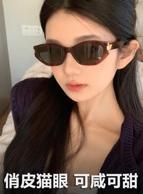 日本品质GM新款复古可可镜猫眼墨镜女网红同款显瘦太阳镜男高级感