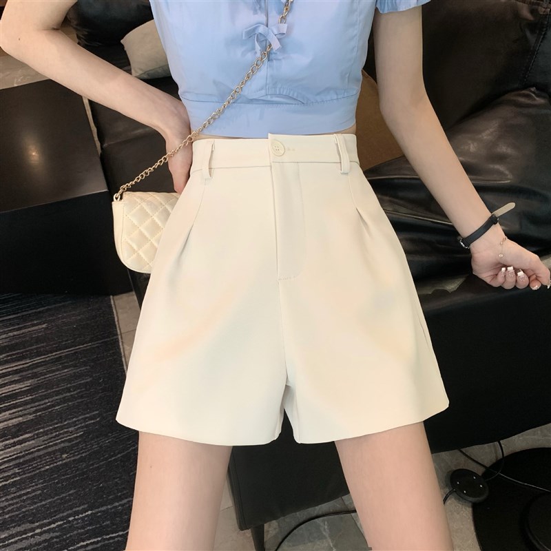 短裤女秋装2024新款高腰显瘦韩版a字阔腿黑色西装短裤大码五分裤