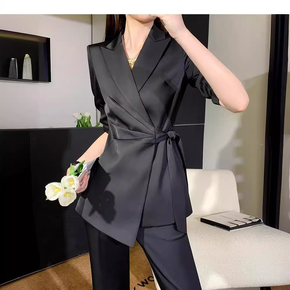 时尚西装套装女夏新款黑色职业装高级感秋装休闲英伦风西服