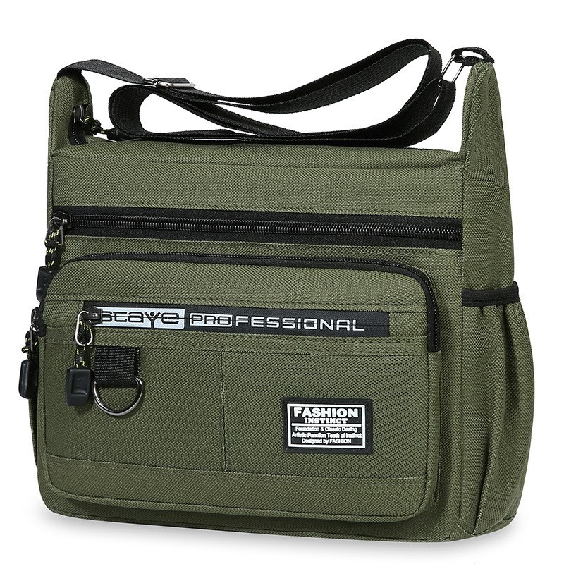 五层多层男士斜挎包大容量多口袋做生意包男包单肩包防水耐磨背包