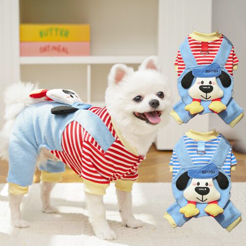 宠物猫咪大狗狗秋冬加绒四脚衣可爱卡通衣服用品泰迪比熊柯基无毛