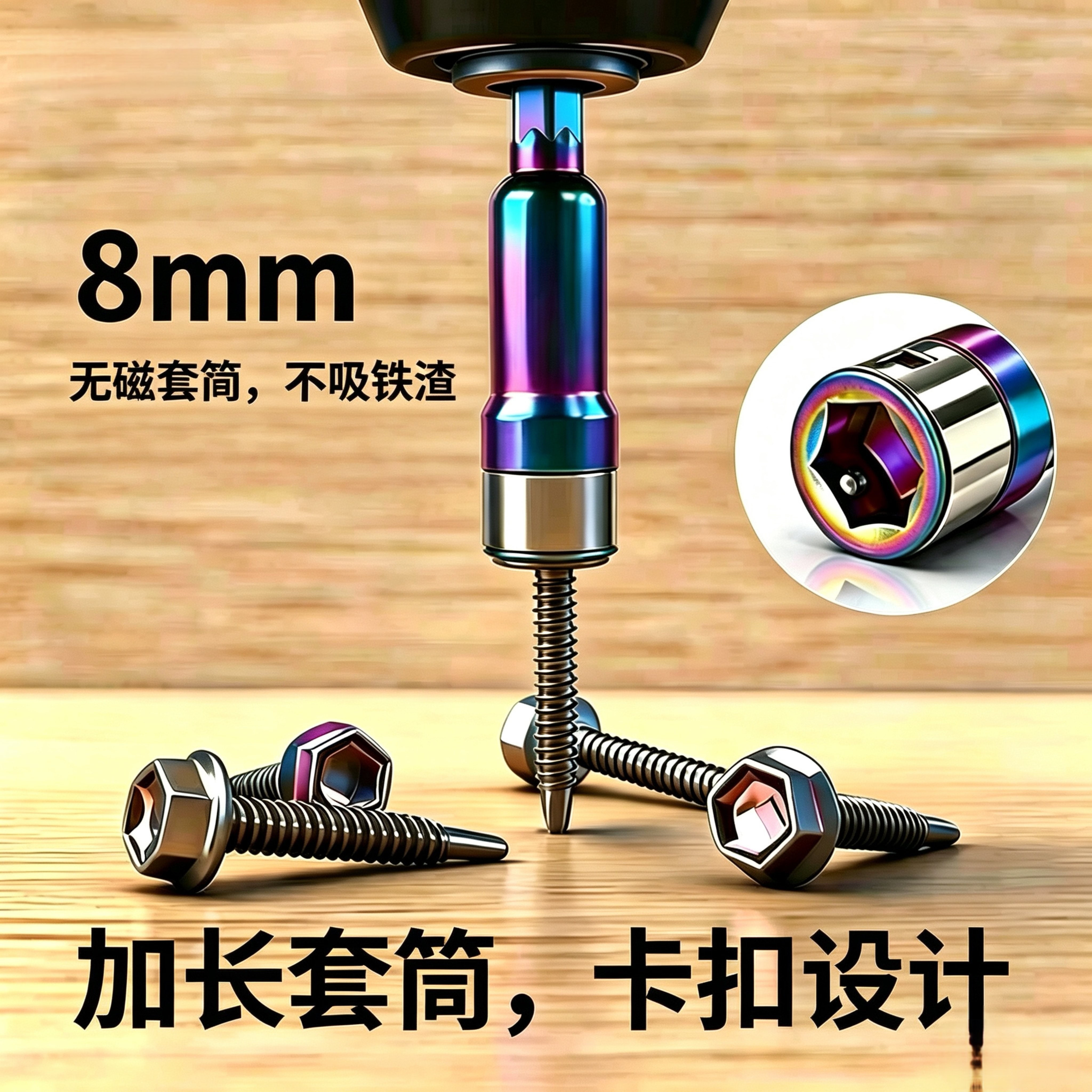 8mm加长款无磁燕尾钉螺丝套筒