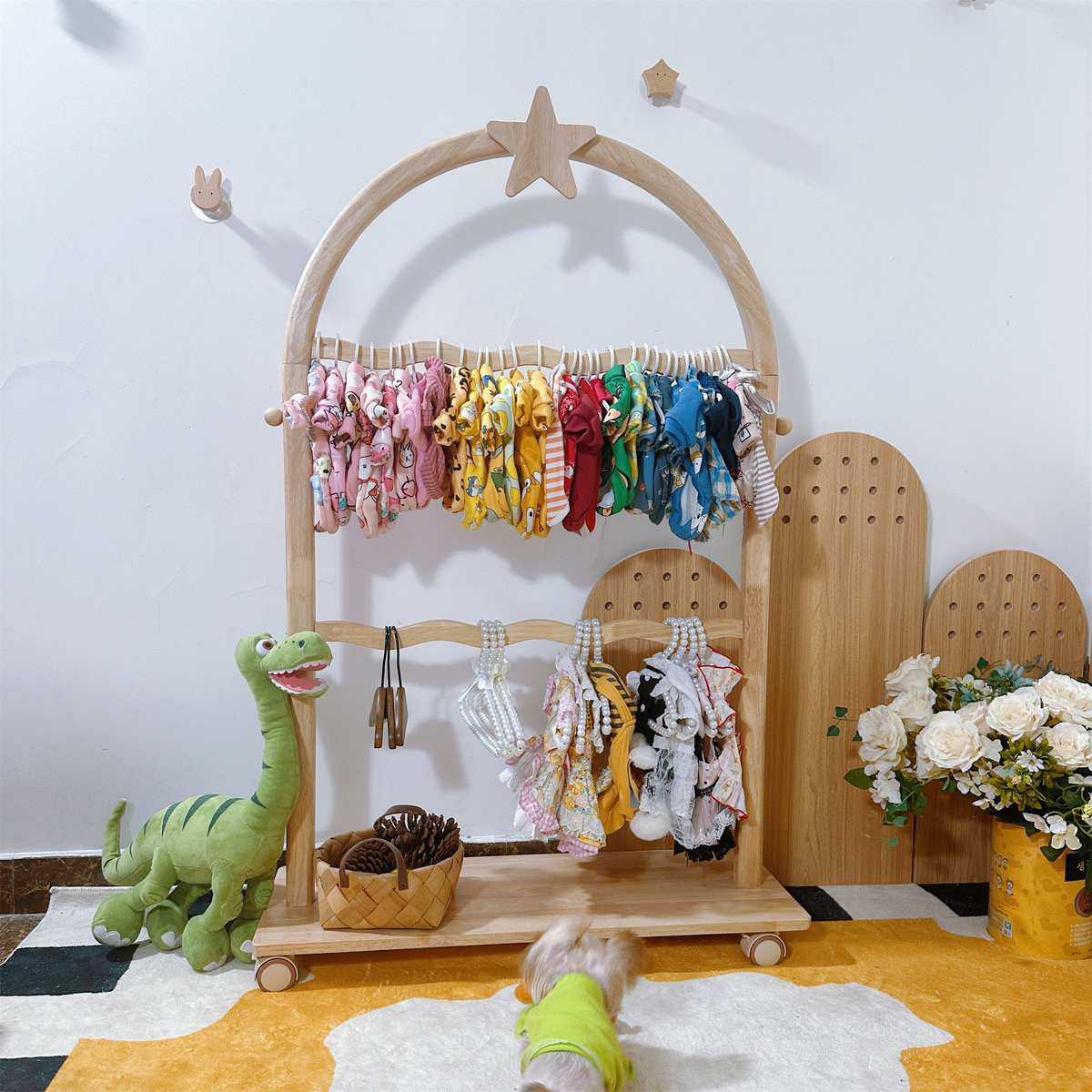 一芯有宠®拱门ins星星衣帽架实木宠物架波浪杆可移动落地挂衣架,宠物/宠物食品及用品,宠物衣架,淘宝优惠券,粉丝福利购,淘宝优惠卷