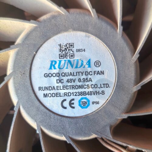 RUNDA润达RD1238B48VH-S DC48V伏0.95A大风量变频器散热风扇12cm