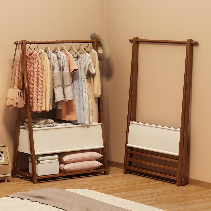 简易落地衣架加粗可移动折叠衣帽架家用衣服收纳置物架立式挂衣架