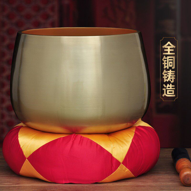 热销黄铜光身日式铜磬摆件特大号铜庆铜钵佛音钵家用寺庙佛堂供奉