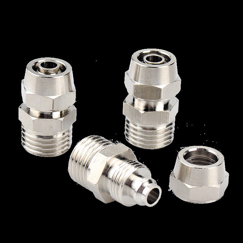 热销铜镀镍配件气动快速锁母接头气管快拧接头PC8mm-02直通/4-M5/