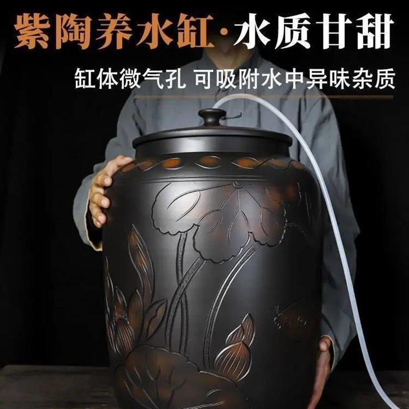 热销[正德窑]建水紫陶水缸家用陶瓷储水罐储水用水缸茶道厨房养水