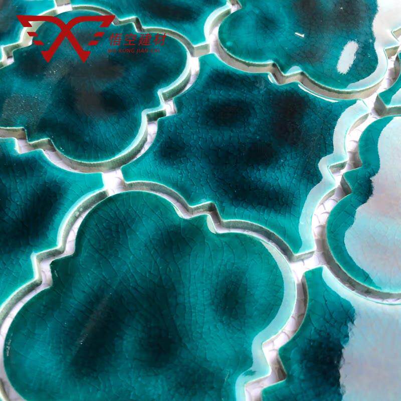 热销简约墨绿色窑变陶瓷灯笼马赛克浴室背景墙民宿酒店吧台卫生间