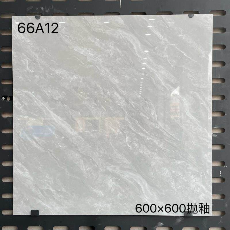 热销灰色瓷砖600X600通体仿大理石亮光面白色深浅客厅防滑抛釉地