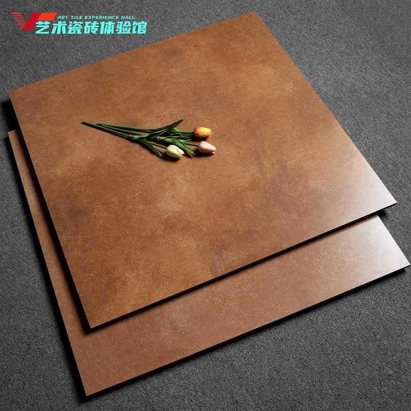 热销咖啡色复古瓷砖800x800客厅商场棕色仿古砖火锅店餐厅防滑地