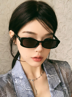 欧洲站新款ins复古椭圆小框嘻哈墨镜女欧美复古小众个性街拍太阳