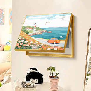 北欧海边风景电表箱装饰画 画田园风光治愈系饭厅配电箱电闸遮挡