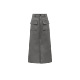 灰调机能风工装 裙 美式 复古高级灰前开叉a版 半身裙W23CR1016