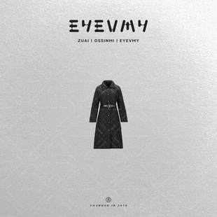 90鹅重工刺绣菱形格收腰显瘦羽绒服WT54OSY071 黑松露鹅绒服