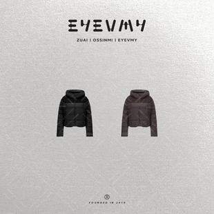 连帽绒布拼接羽绒服外套WT54OWK014 90白鸭绒短款 排骨羽绒