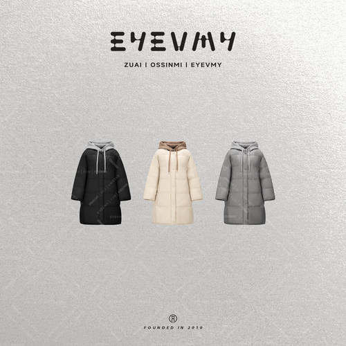 【自在从绒】90白鸭撞色连帽中长款羽绒服WT54OWK005