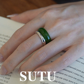 sutu素图戒指新中式 食指戒银素圈戒 女小众设计轻奢高级感2024新款