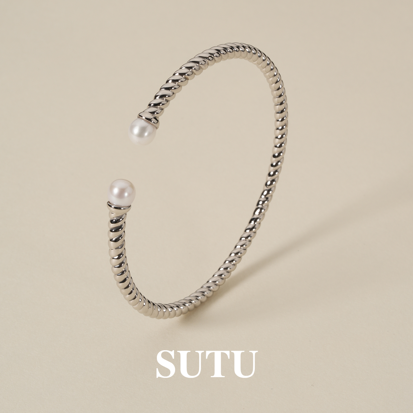 素图麻花珍珠手镯简约气质手镯女