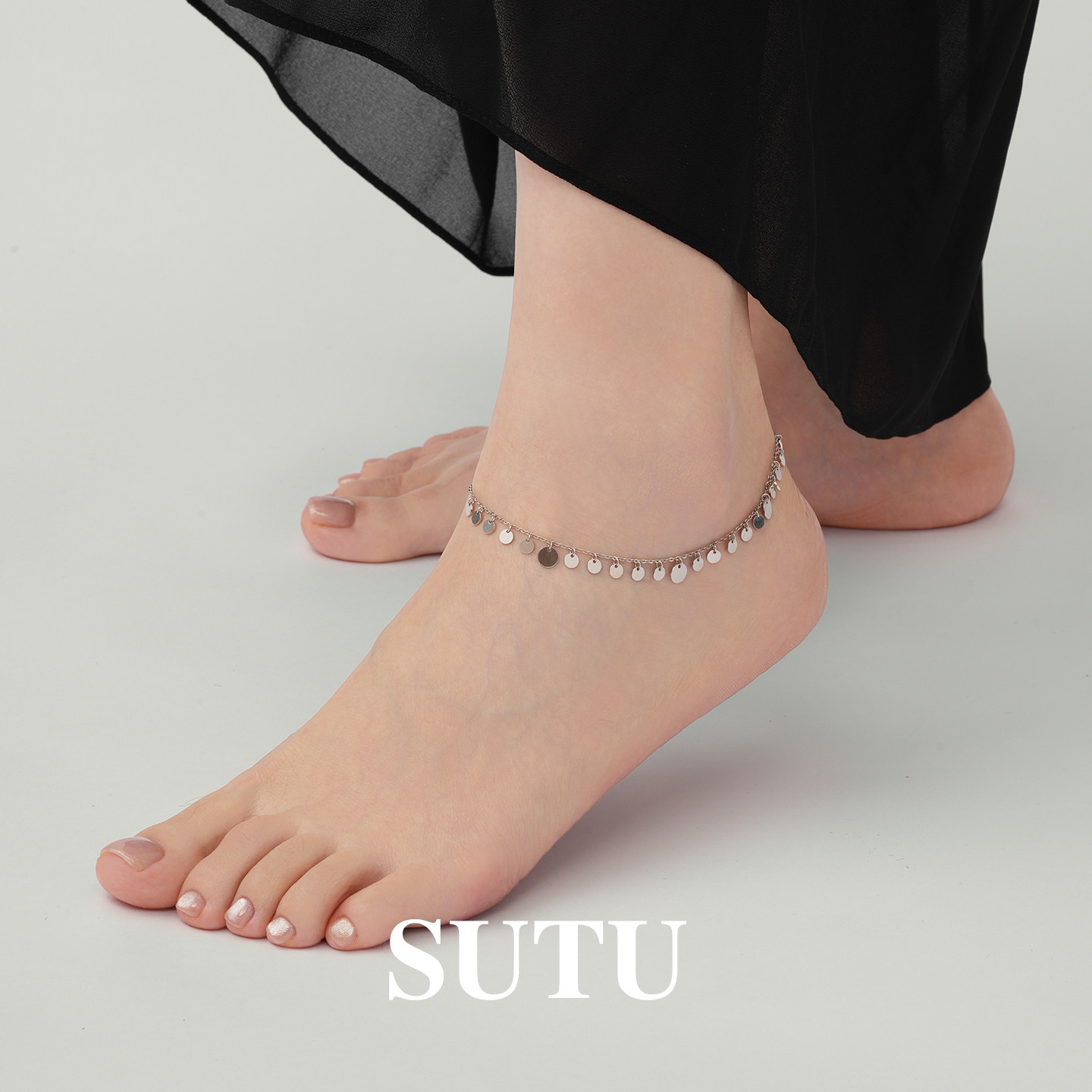 素图小圆片脚链925银简约设计感个性气质脚环踝链春夏配饰饰品女,饰品/流行首饰/时尚饰品新,脚链,淘宝优惠券,粉丝福利购,淘宝优惠卷