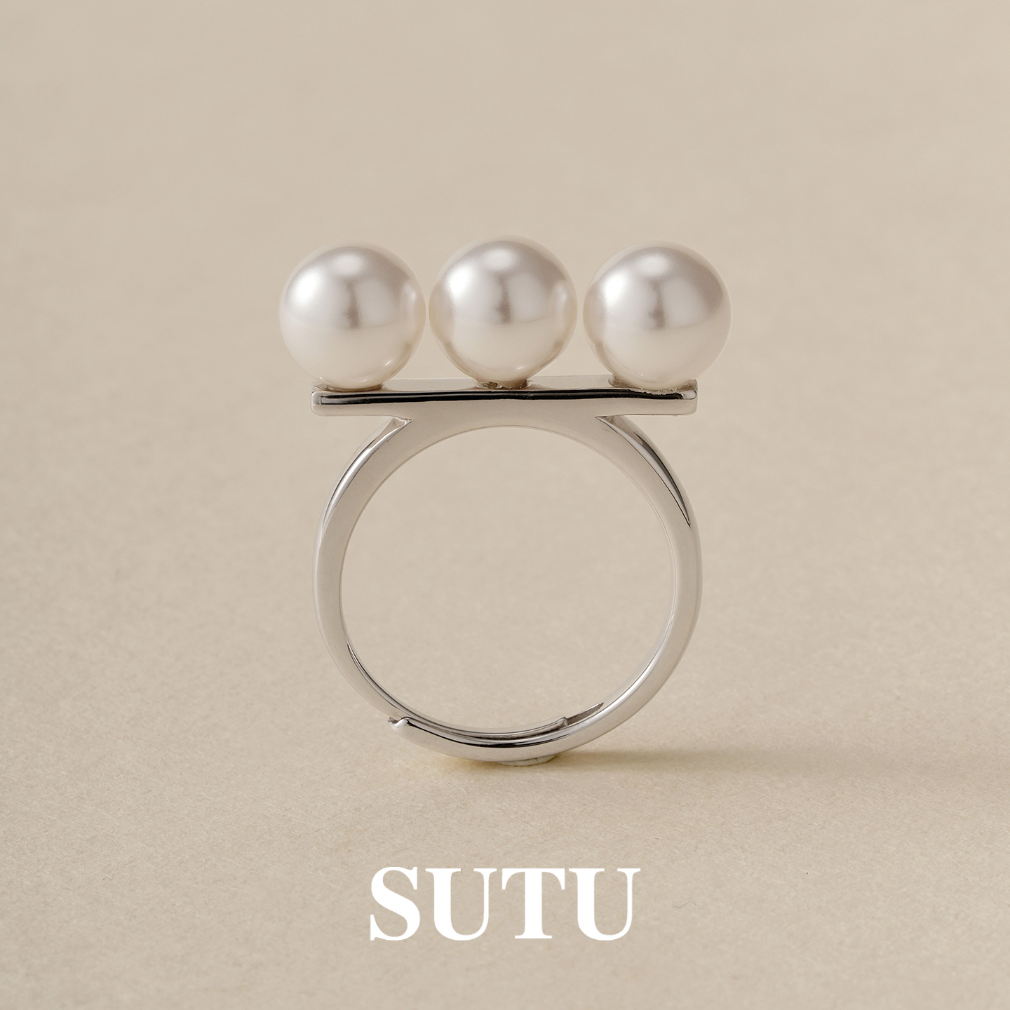 素图平衡木耳钉简约925银指环女