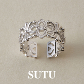 素图镂空戒指925银小众独特精致设计感开口戒尾戒轻奢高级感指环