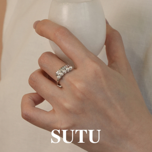 素图麦穗戒指925银精致小众百搭设计开口戒轻奢高级感食指戒指环