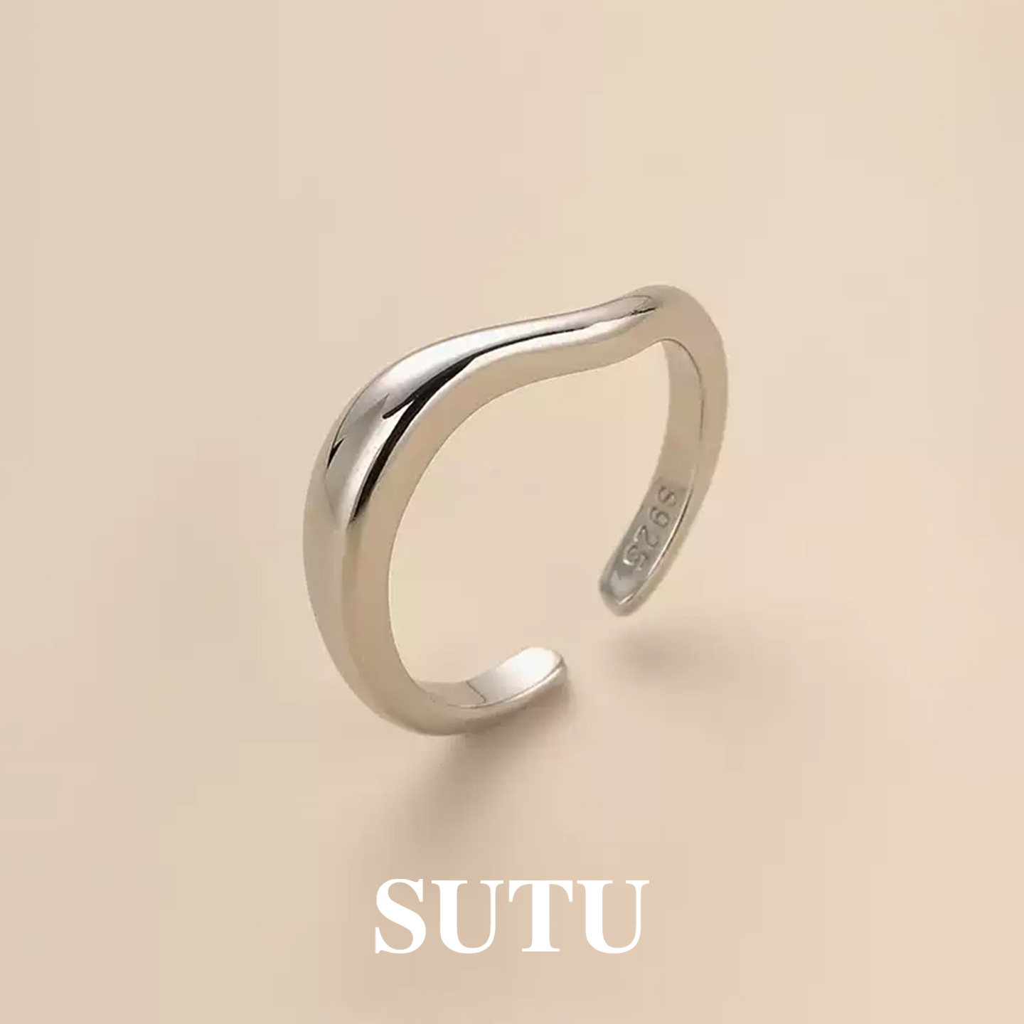 sutu银戒指素图不规则简约图片