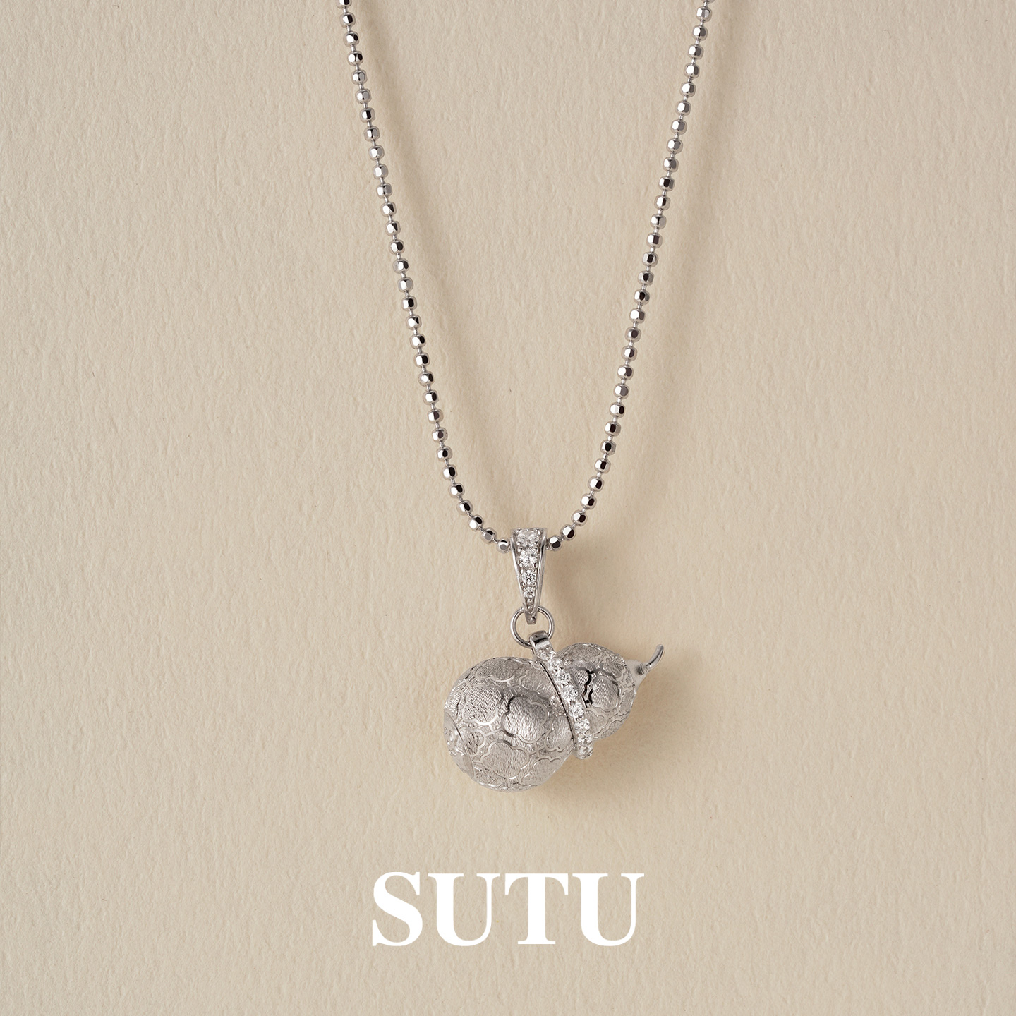 素图四叶窗花葫芦项链925银简约气质秋冬吊坠毛衣链轻奢高级配饰