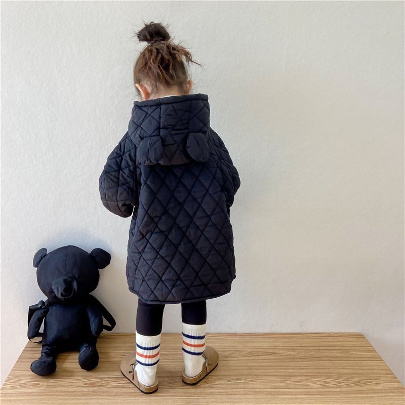 宝宝棉衣儿童可爱兔耳朵外套冬季新款韩版男童女童中长款加绒棉服