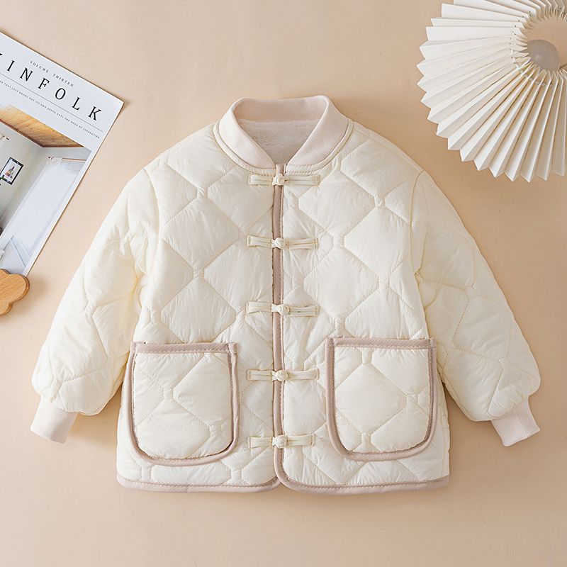 中国风儿童棉服男童加绒保暖外套女童秋冬加厚棉衣中大童校服内胆